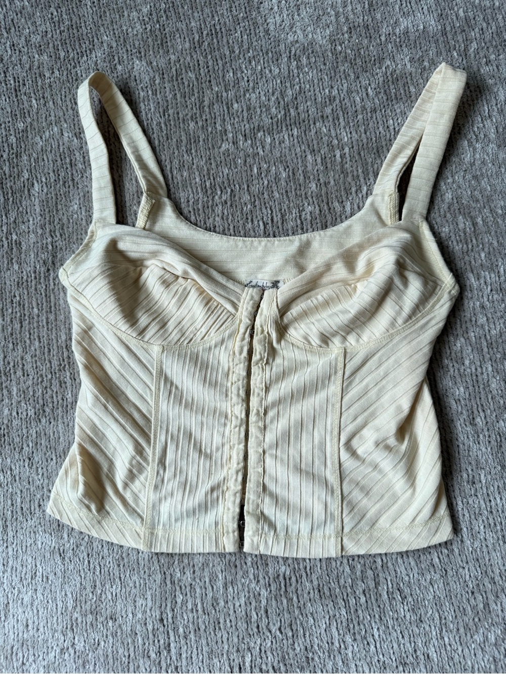 Free People Intimately Ivory Ribbed Corset Bustier Crop Tank Top Small